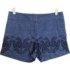 Ann Taylor LOFT Chambray Embroidered Eyelet Rivera Shorts Size 4
